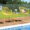 3 Piece Outdoor Bistro Set Patio Chairs with Coffee Table Metal Frame